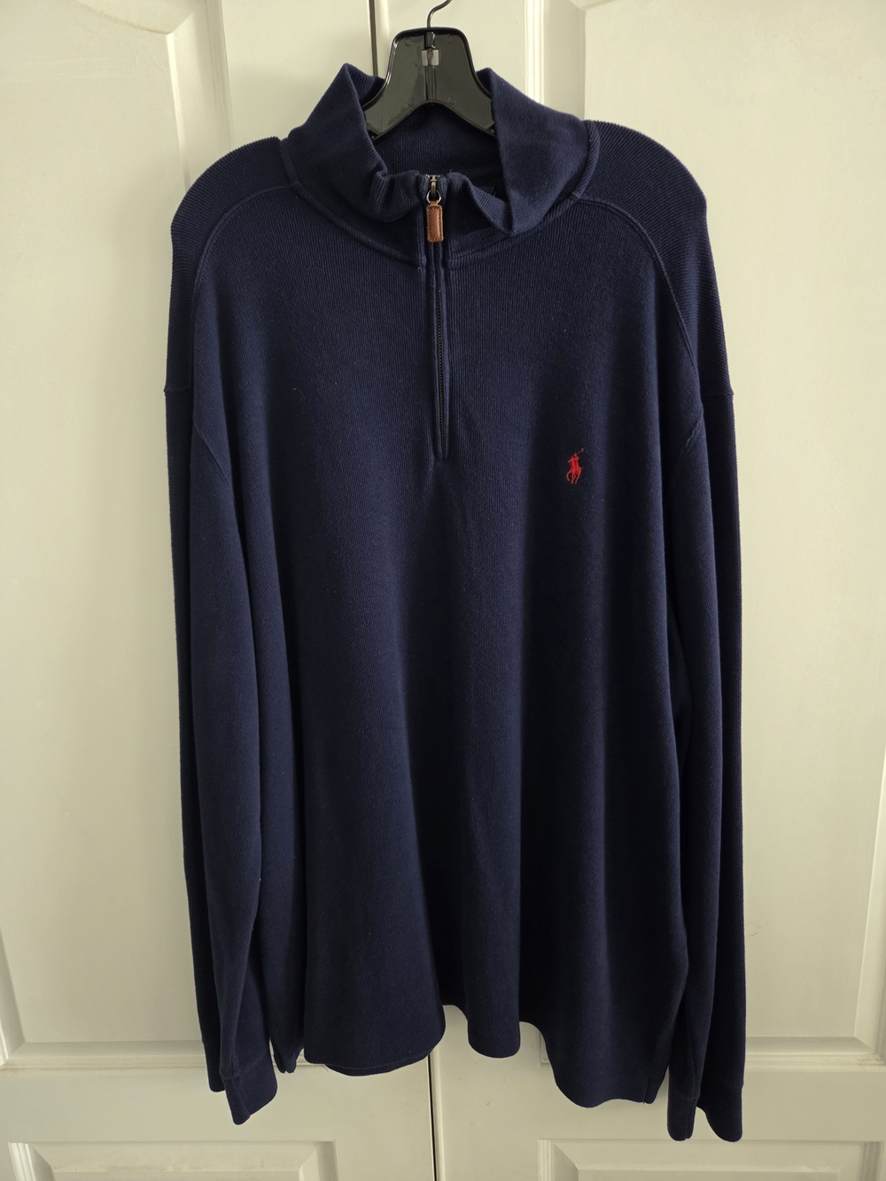 Polo Half-Zip Navy Sweater with Red Pony
